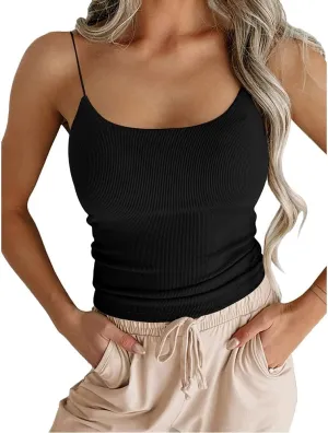 Women's Sexy Sleeveless Spaghetti Strap Ribbed Camisole Tank Tops