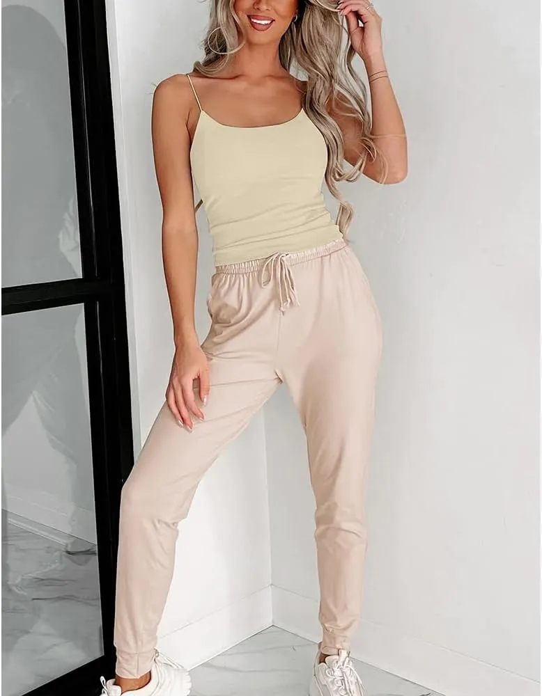 Women's Sexy Sleeveless Spaghetti Strap Ribbed Camisole Tank Tops