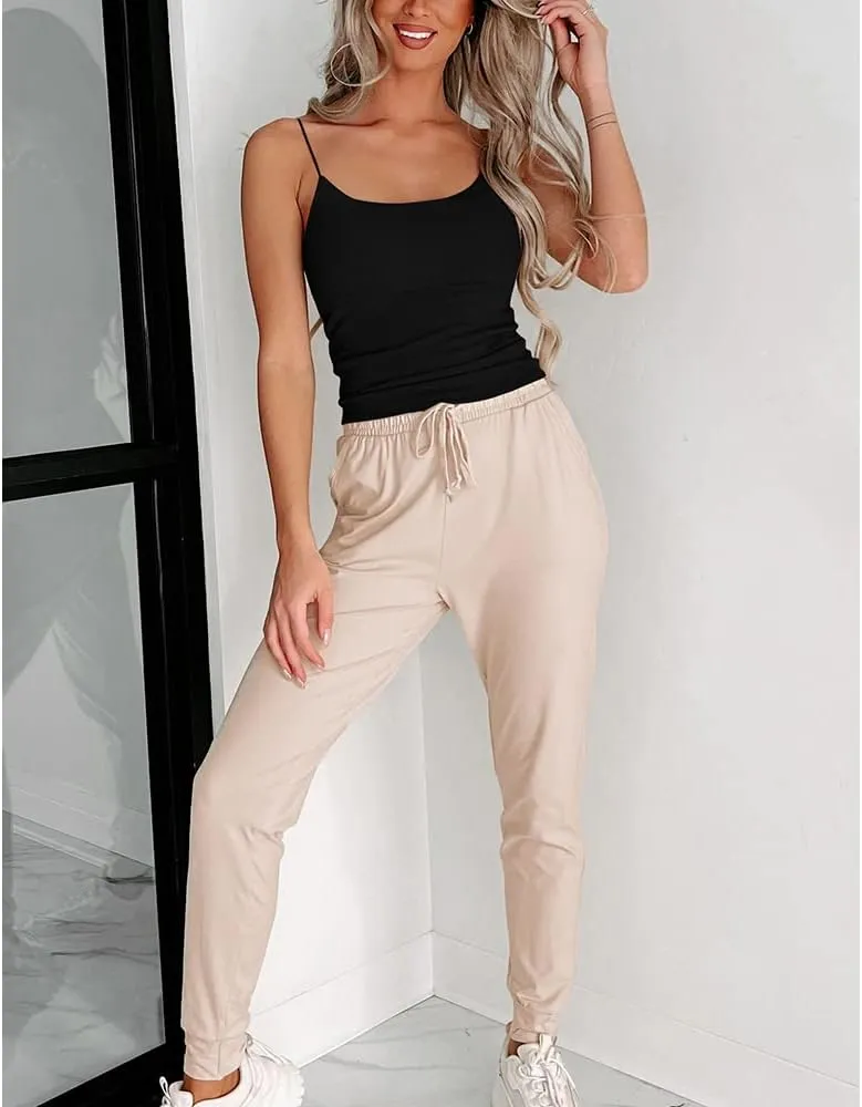 Women's Sexy Sleeveless Spaghetti Strap Ribbed Camisole Tank Tops