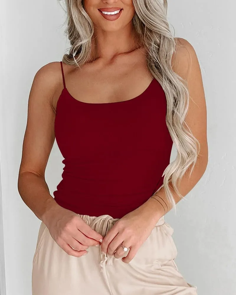Women's Sexy Sleeveless Spaghetti Strap Ribbed Camisole Tank Tops