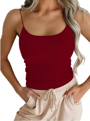Women's Sexy Sleeveless Spaghetti Strap Ribbed Camisole Tank Tops