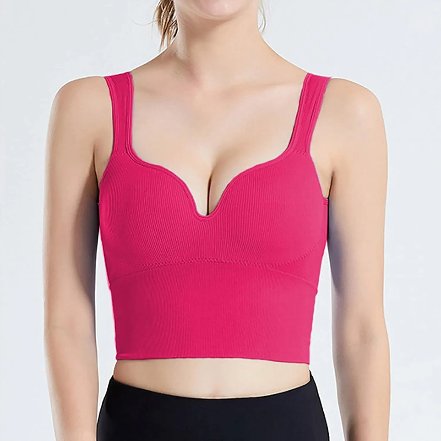 Women's Sexy Sports Bra Sports Bras Yoga Running Seamless for Large Bust One Piece Breathable Push Up Full Coverage