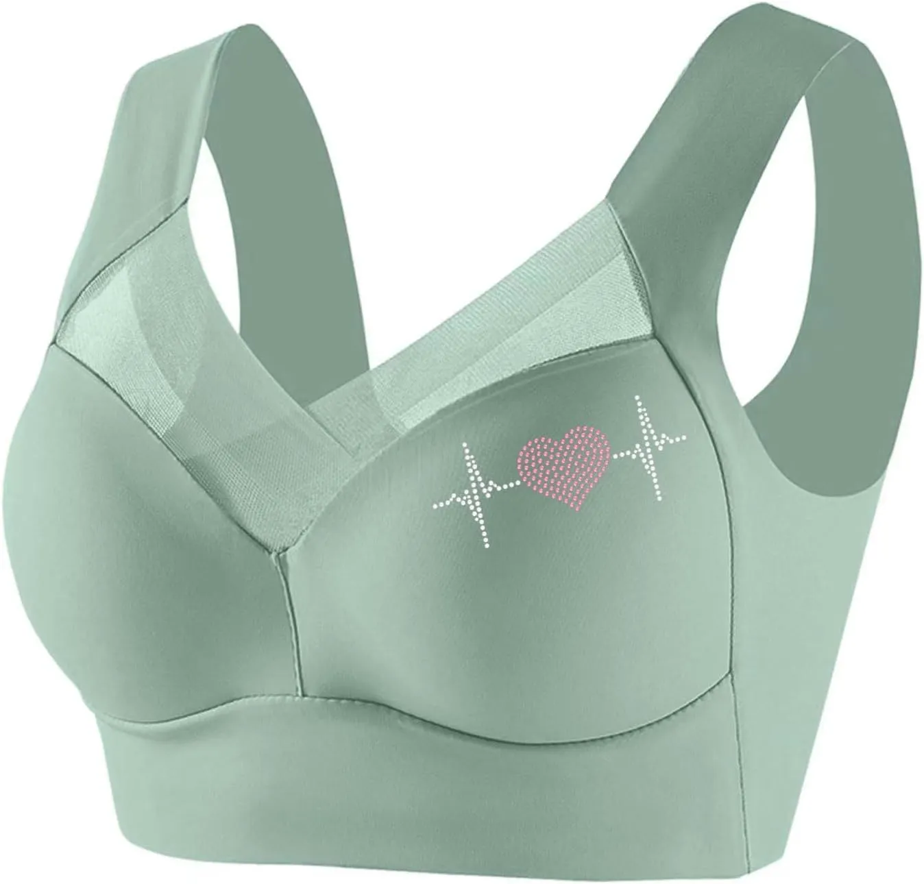 Womens Sports Thin Bralette with Mesh Panel Padded Cups Breathable Supportive Wear Comfortable Wireless Tank Top Bras