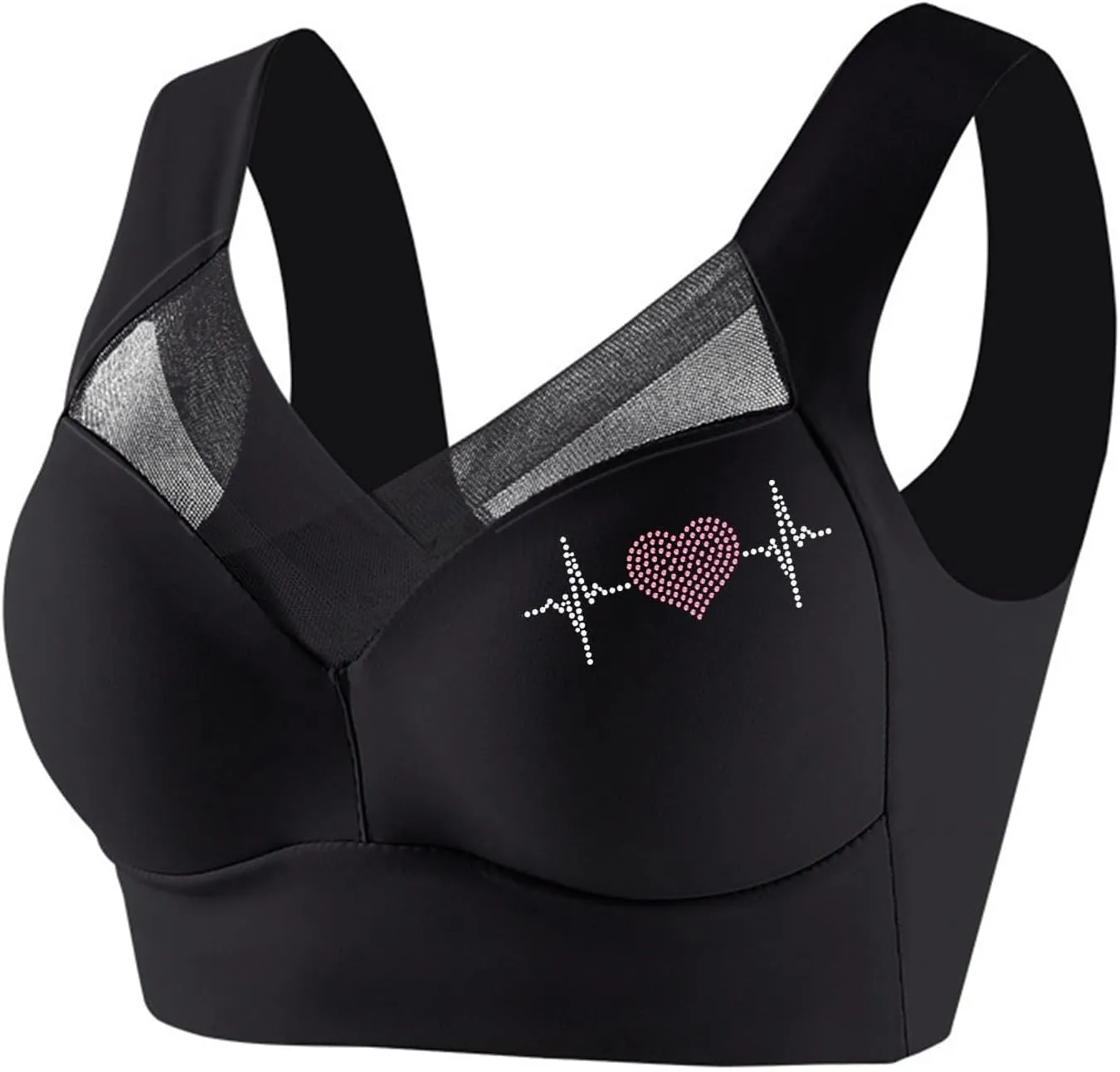 Womens Sports Thin Bralette with Mesh Panel Padded Cups Breathable Supportive Wear Comfortable Wireless Tank Top Bras