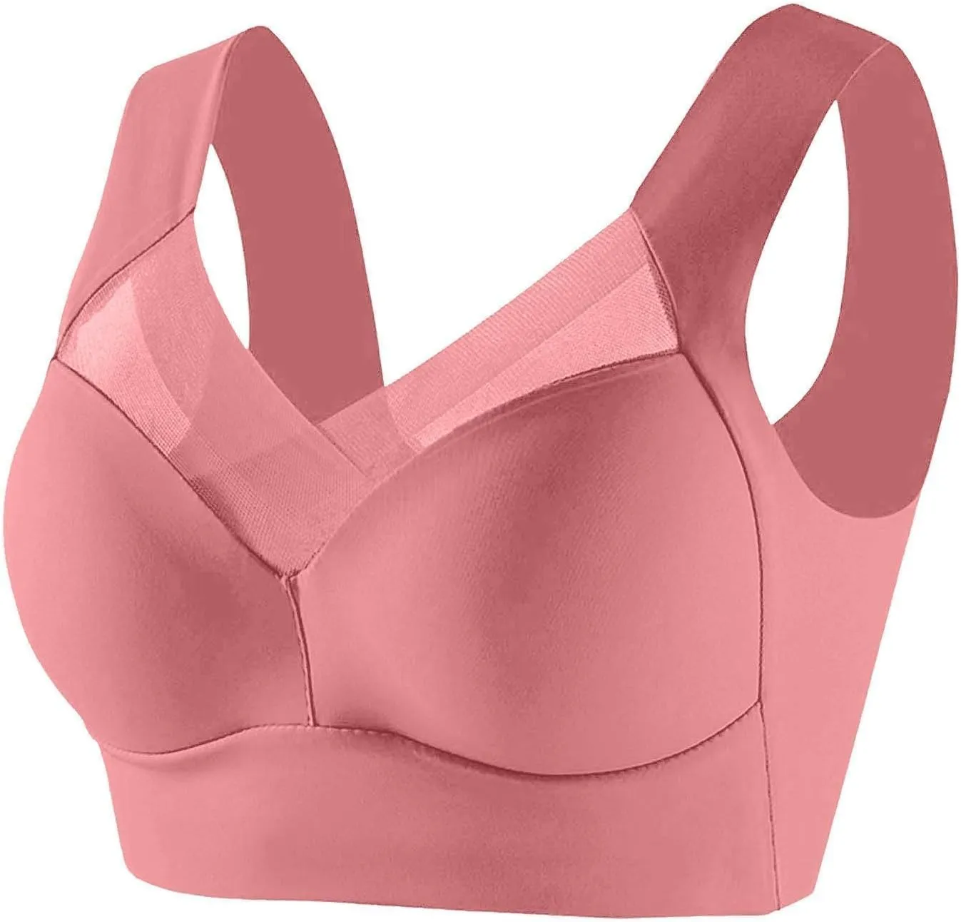 Womens Sports Thin Bralette with Mesh Panel Padded Cups Breathable Supportive Wear Comfortable Wireless Tank Top Bras
