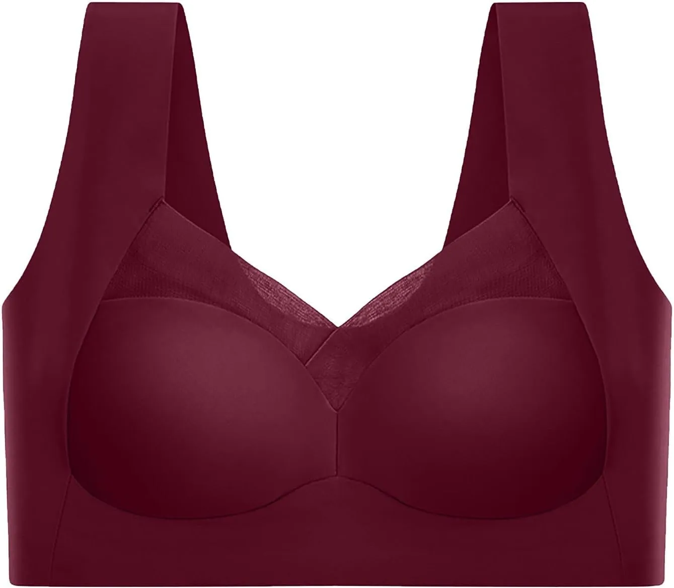Womens Sports Thin Bralette with Mesh Panel Padded Cups Breathable Supportive Wear Comfortable Wireless Tank Top Bras