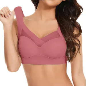 Womens Sports Thin Bralette with Mesh Panel Padded Cups Breathable Supportive Wear Comfortable Wireless Tank Top Bras