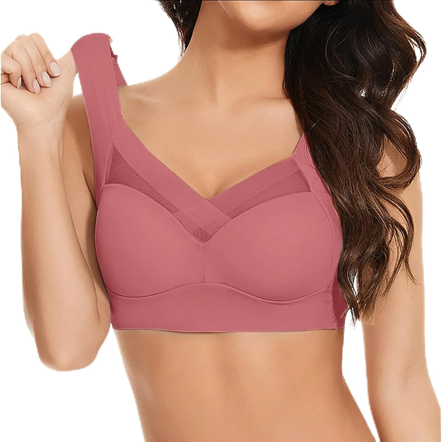 Womens Sports Thin Bralette with Mesh Panel Padded Cups Breathable Supportive Wear Comfortable Wireless Tank Top Bras
