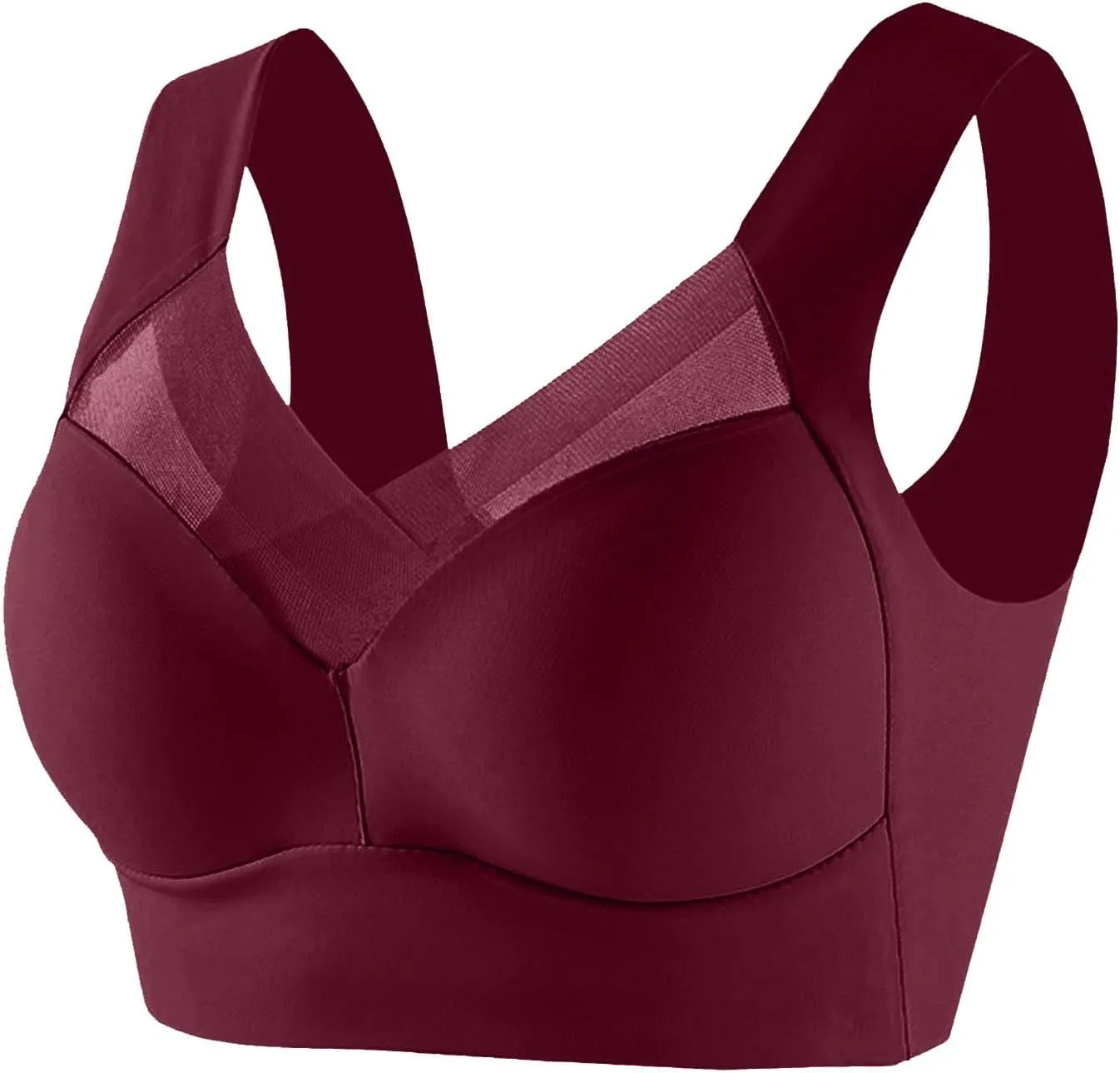 Womens Sports Thin Bralette with Mesh Panel Padded Cups Breathable Supportive Wear Comfortable Wireless Tank Top Bras