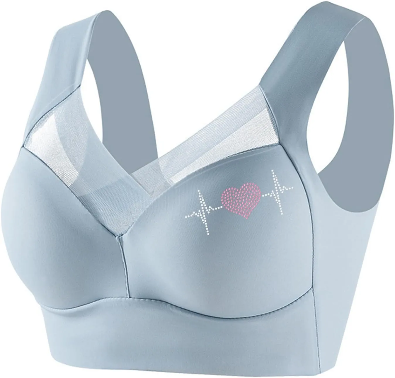 Womens Sports Thin Bralette with Mesh Panel Padded Cups Breathable Supportive Wear Comfortable Wireless Tank Top Bras