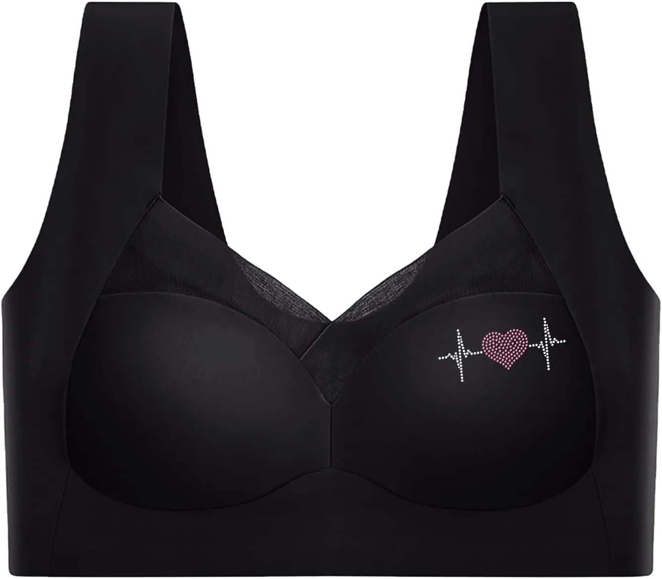 Womens Sports Thin Bralette with Mesh Panel Padded Cups Breathable Supportive Wear Comfortable Wireless Tank Top Bras