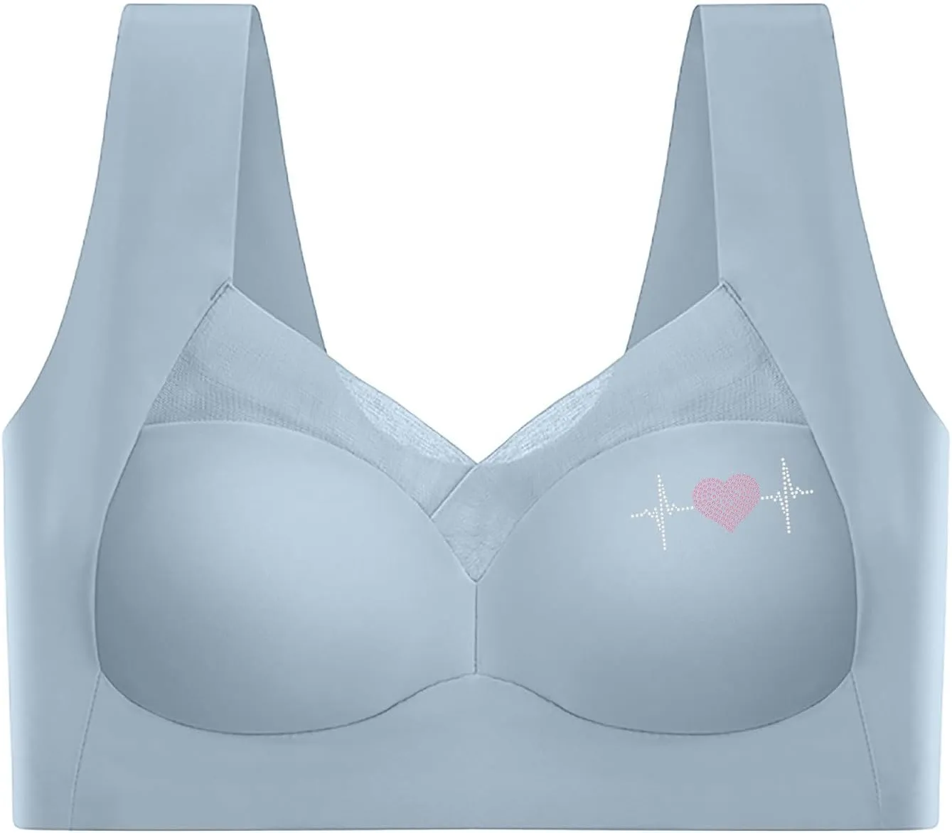 Womens Sports Thin Bralette with Mesh Panel Padded Cups Breathable Supportive Wear Comfortable Wireless Tank Top Bras