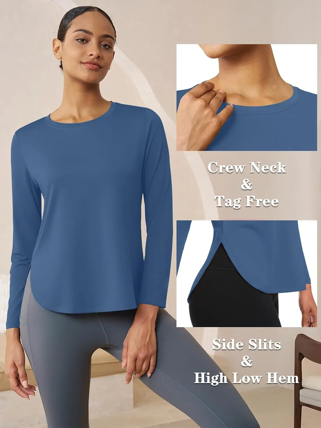 Women's Sun Shirts Long Sleeve Workout UPF 80  UV Protection Lightweight Quick Dry Outdoor Hiking Gym Tops