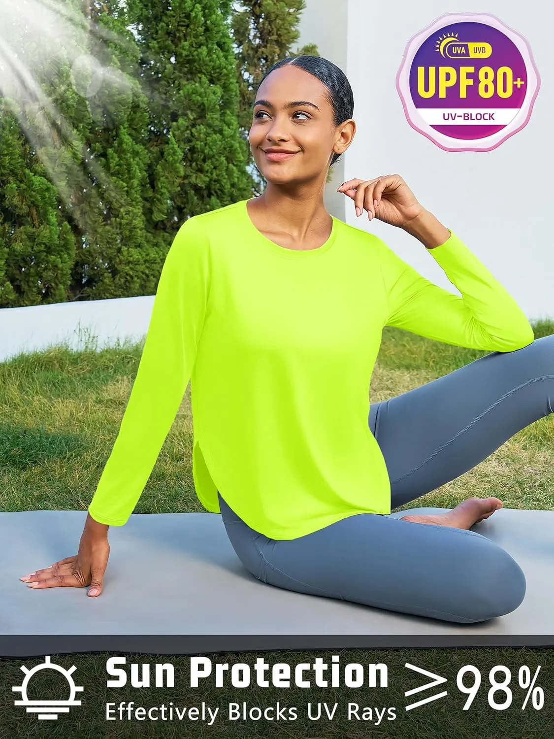 Women's Sun Shirts Long Sleeve Workout UPF 80  UV Protection Lightweight Quick Dry Outdoor Hiking Gym Tops