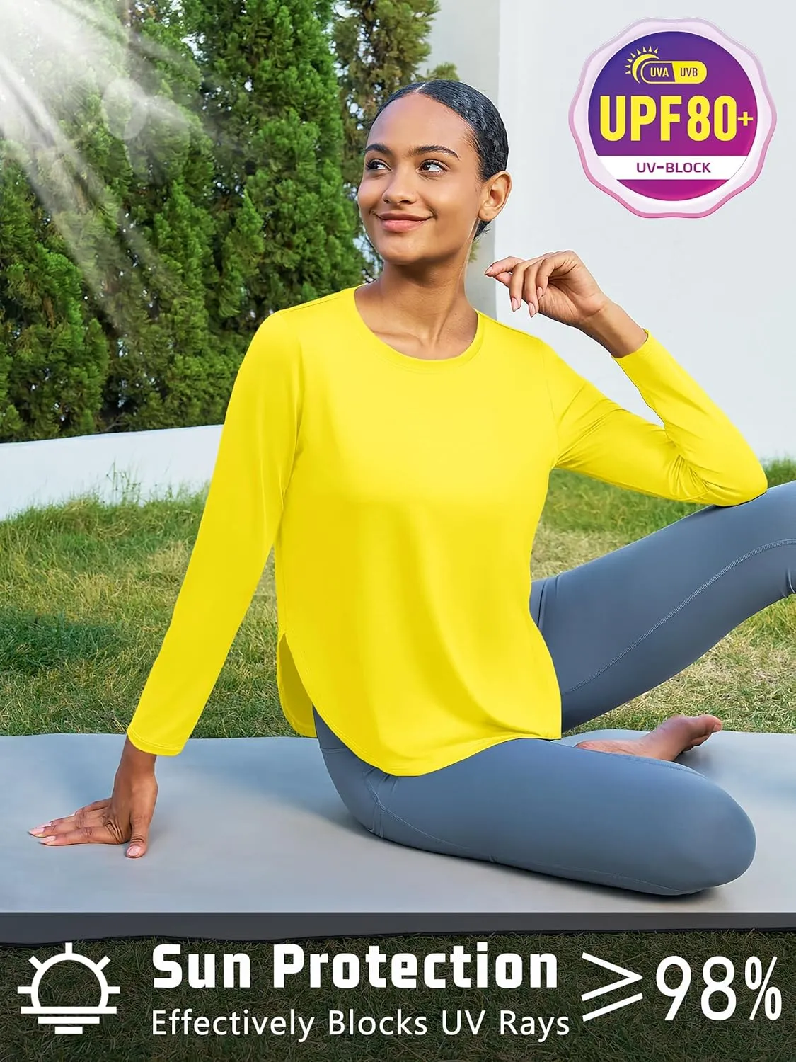 Women's Sun Shirts Long Sleeve Workout UPF 80  UV Protection Lightweight Quick Dry Outdoor Hiking Gym Tops