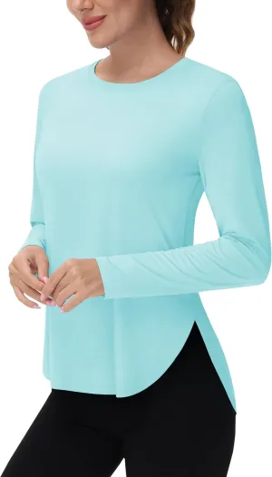 Women's Sun Shirts Long Sleeve Workout UPF 80  UV Protection Lightweight Quick Dry Outdoor Hiking Gym Tops