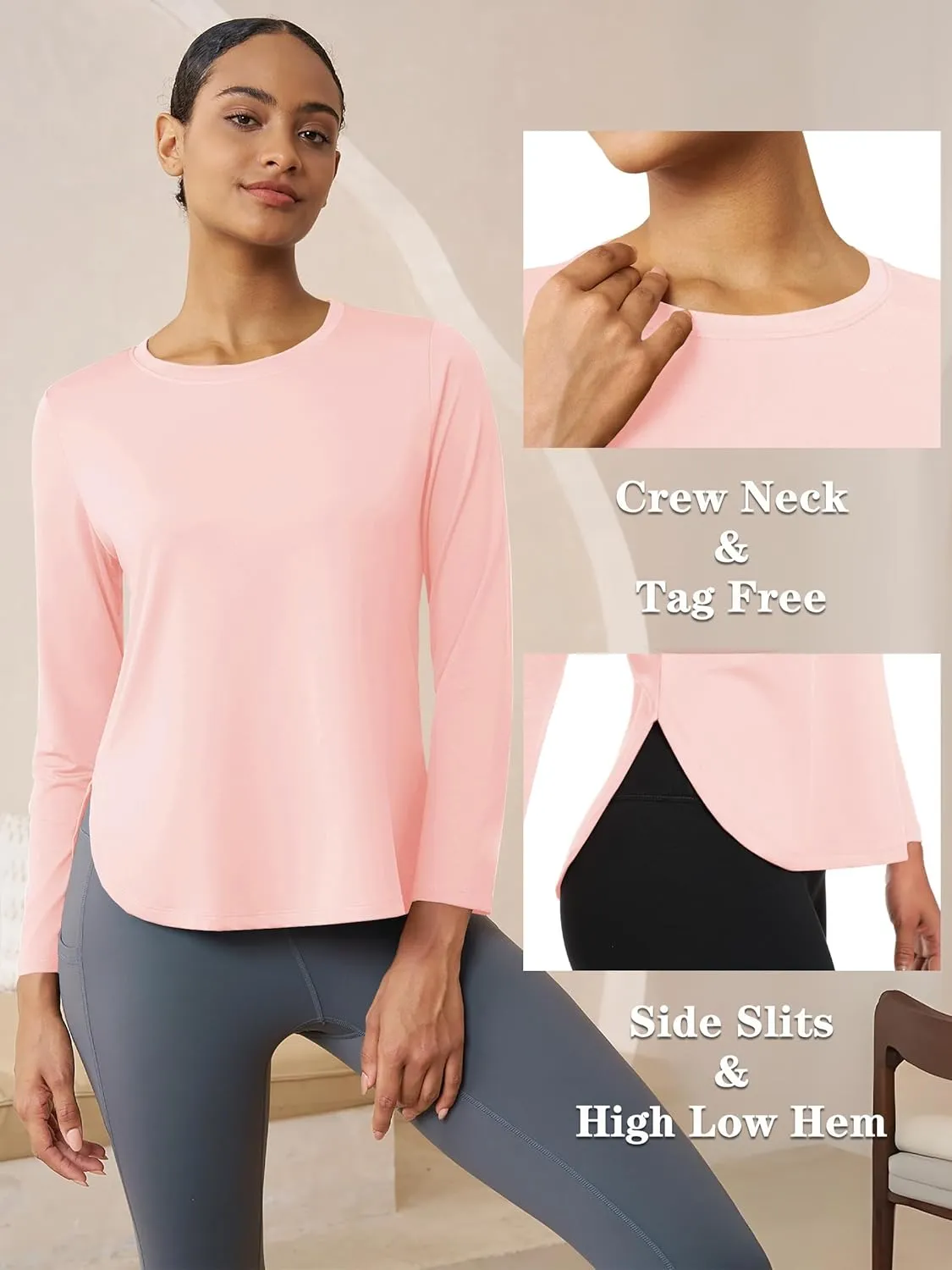 Women's Sun Shirts Long Sleeve Workout UPF 80  UV Protection Lightweight Quick Dry Outdoor Hiking Gym Tops