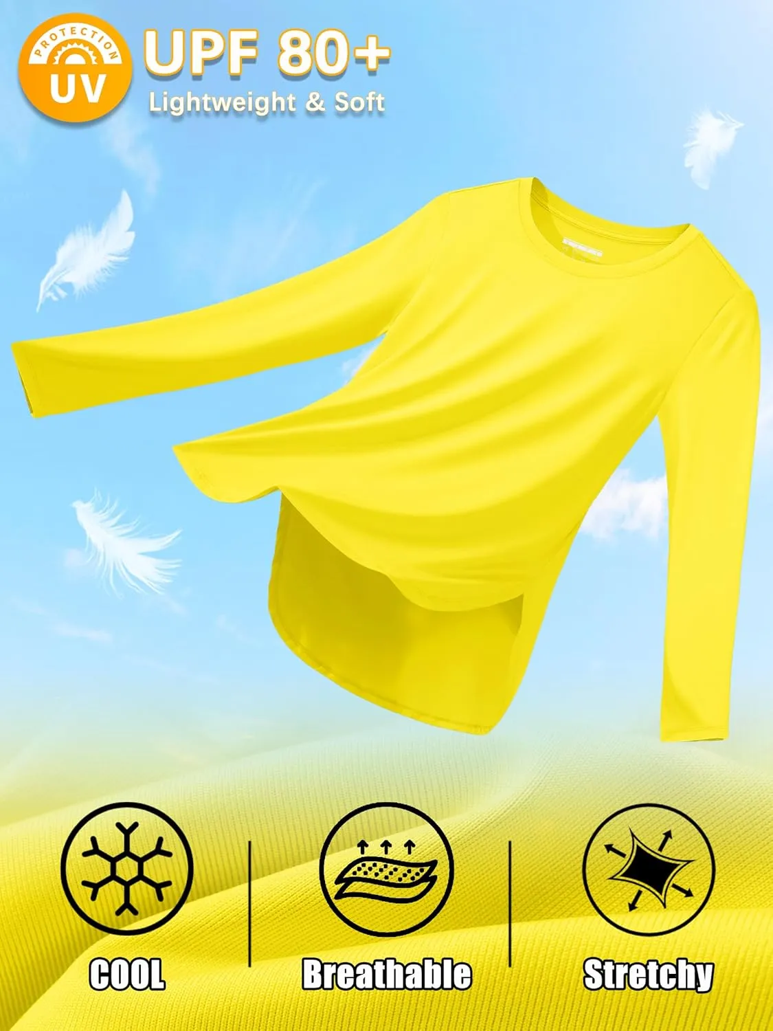 Women's Sun Shirts Long Sleeve Workout UPF 80  UV Protection Lightweight Quick Dry Outdoor Hiking Gym Tops