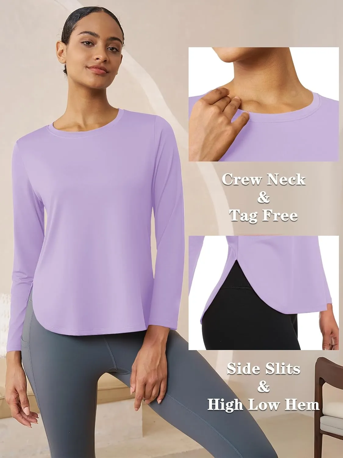Women's Sun Shirts Long Sleeve Workout UPF 80  UV Protection Lightweight Quick Dry Outdoor Hiking Gym Tops
