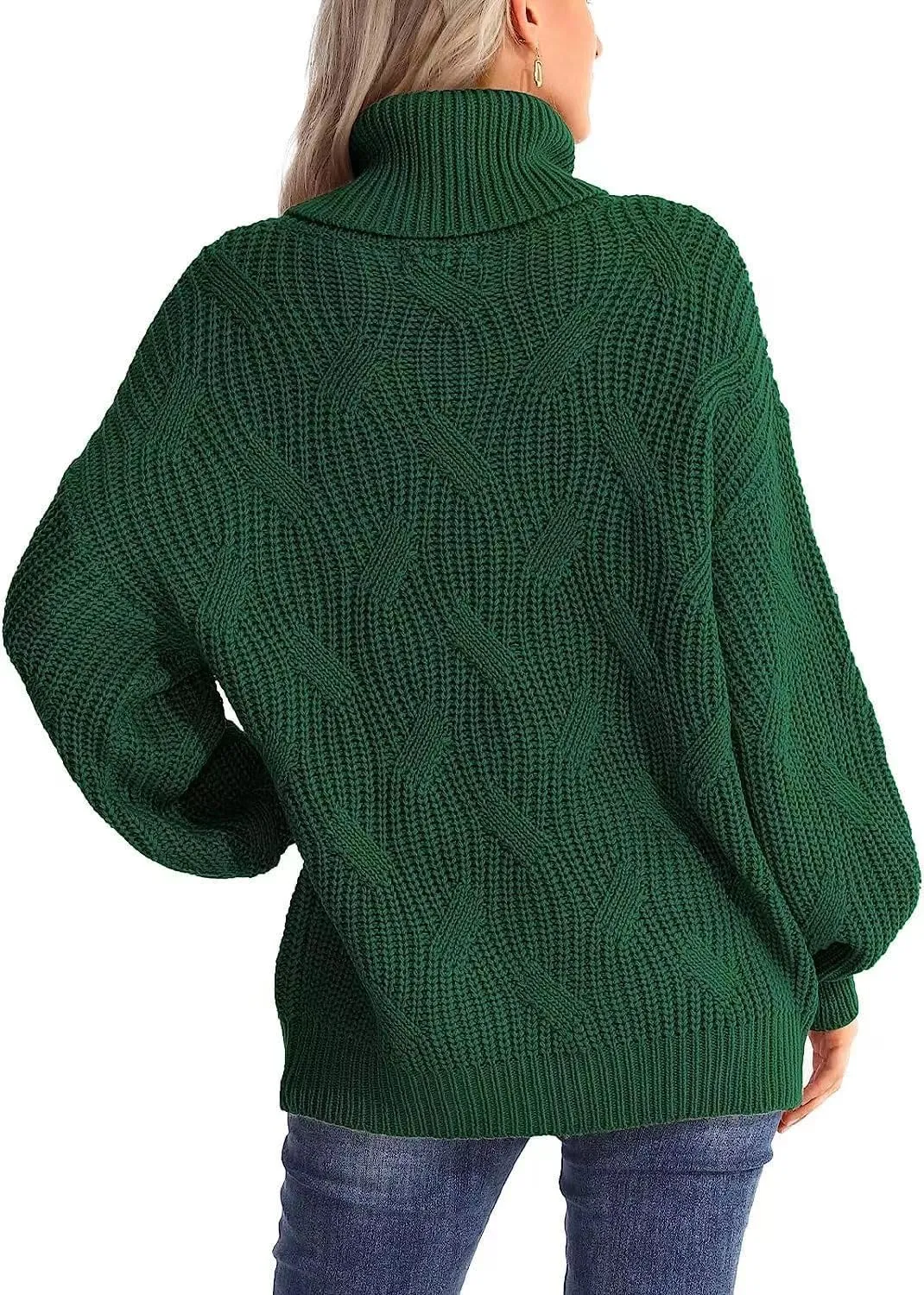 Women's Turtleneck Oversized Sweaters Knit Loose Oversized Pullover Sweater Top