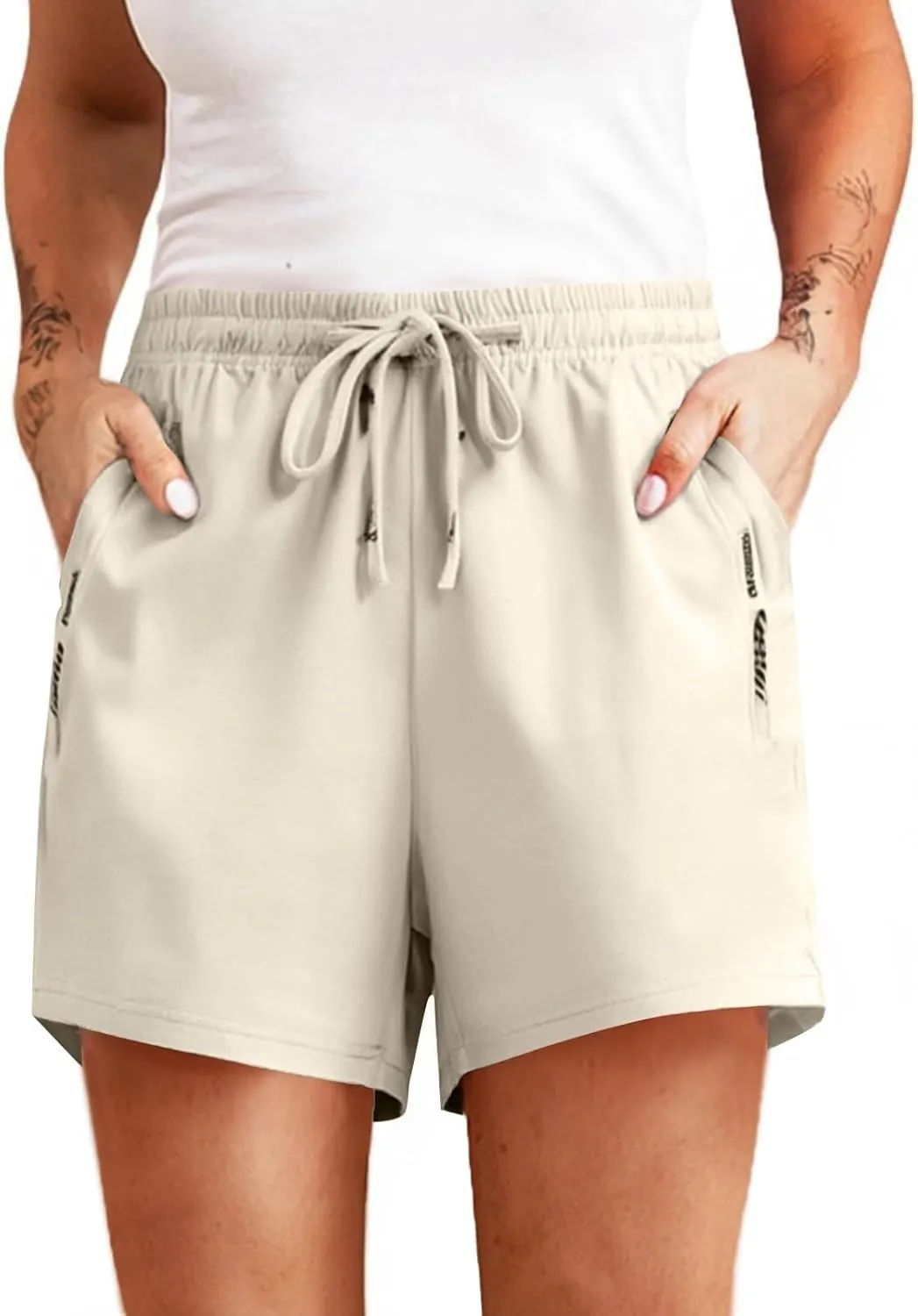 Womens Ultra Stretch Quick Drying Shorts Summer Breathable Beeswan Shorts High Waist Drawstring Beach Pants