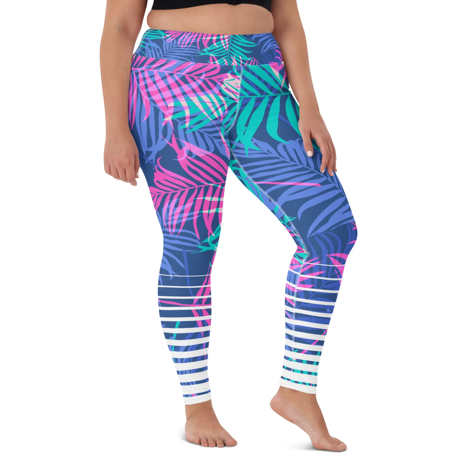 Women's UPF50  Swim Leggings - Kai Floral Stripe - Sale