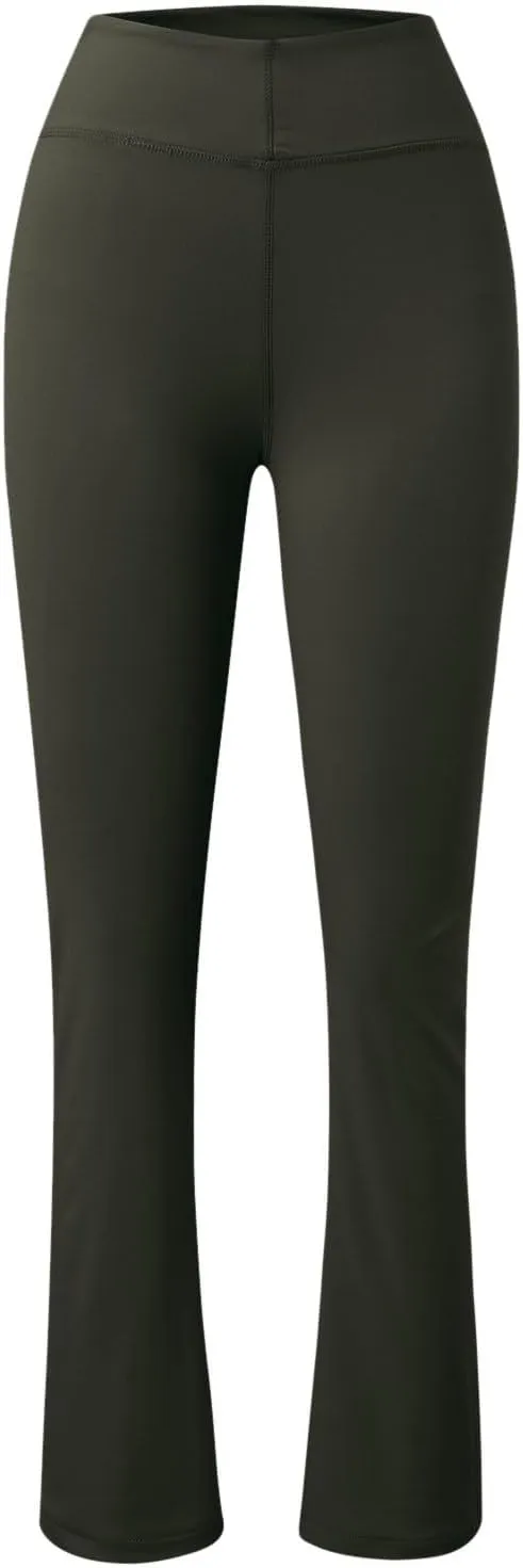 Womens Yoga Pants with Pockets Crossover High Waist Flare Leggings Tummy Control Yoga Leggings Wide Leg Dress Pants
