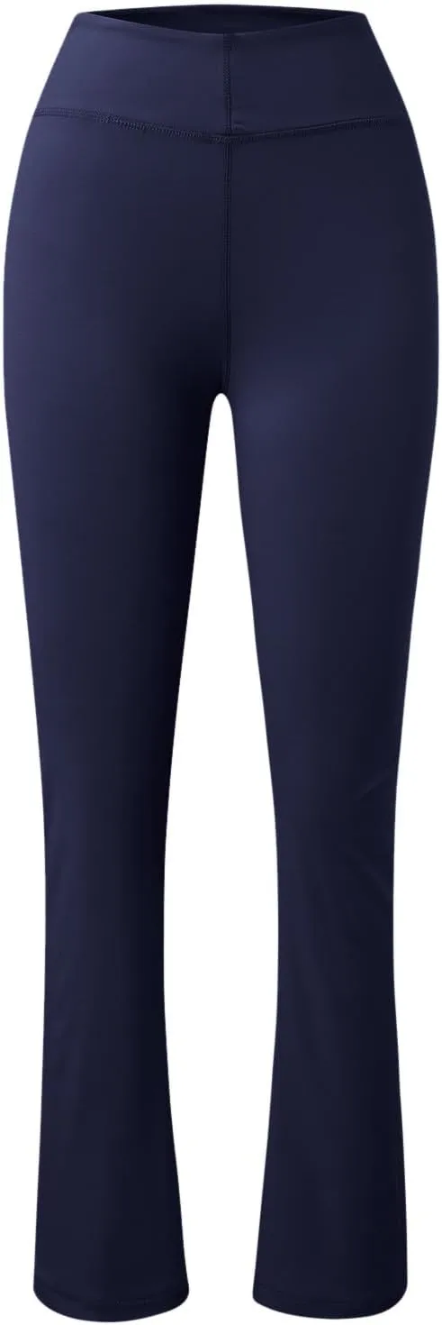 Womens Yoga Pants with Pockets Crossover High Waist Flare Leggings Tummy Control Yoga Leggings Wide Leg Dress Pants