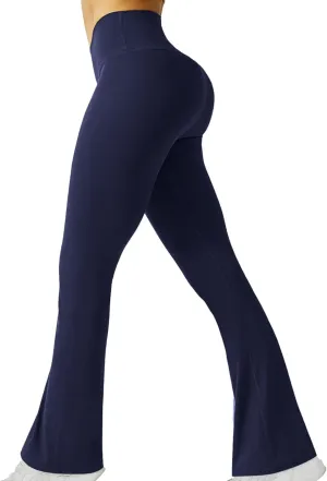 Womens Yoga Pants with Pockets Crossover High Waist Flare Leggings Tummy Control Yoga Leggings Wide Leg Dress Pants
