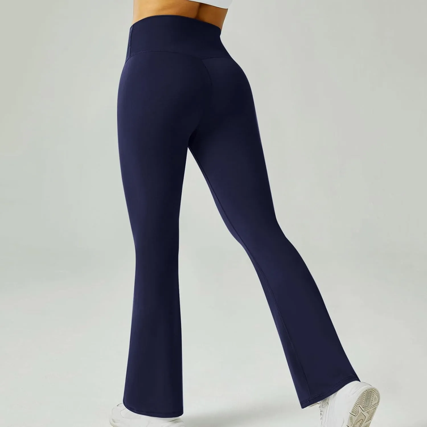 Womens Yoga Pants with Pockets Crossover High Waist Flare Leggings Tummy Control Yoga Leggings Wide Leg Dress Pants