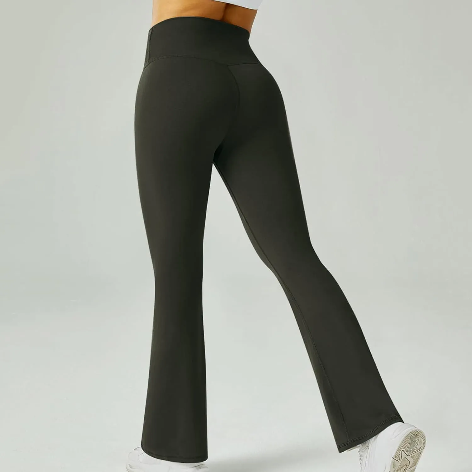 Womens Yoga Pants with Pockets Crossover High Waist Flare Leggings Tummy Control Yoga Leggings Wide Leg Dress Pants