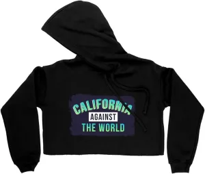 Word Art Women's Cropped Fleece Hoodie - California Cropped Hoodie for Women - Printed Hooded Sweatshirt