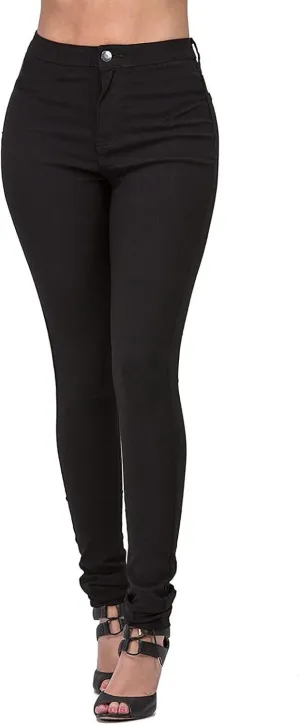 XUETON Stretchy Jeggings with Pockets for Women High Wasited Pull-On Stretchy Slim Fit Skinny Jeans Pencil Denim Pants Tights(Black,X-Large)