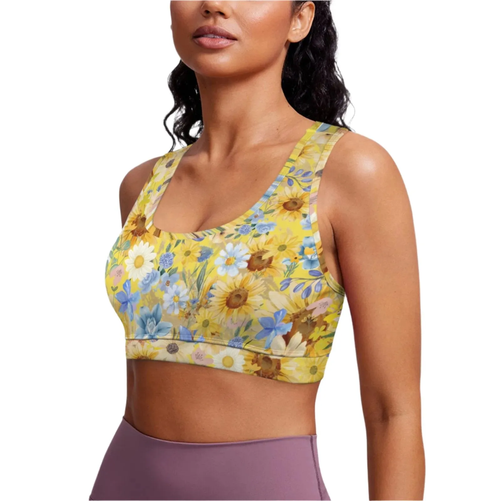 Yellow Floral Art Sports Top up to 5 XL (FWS)