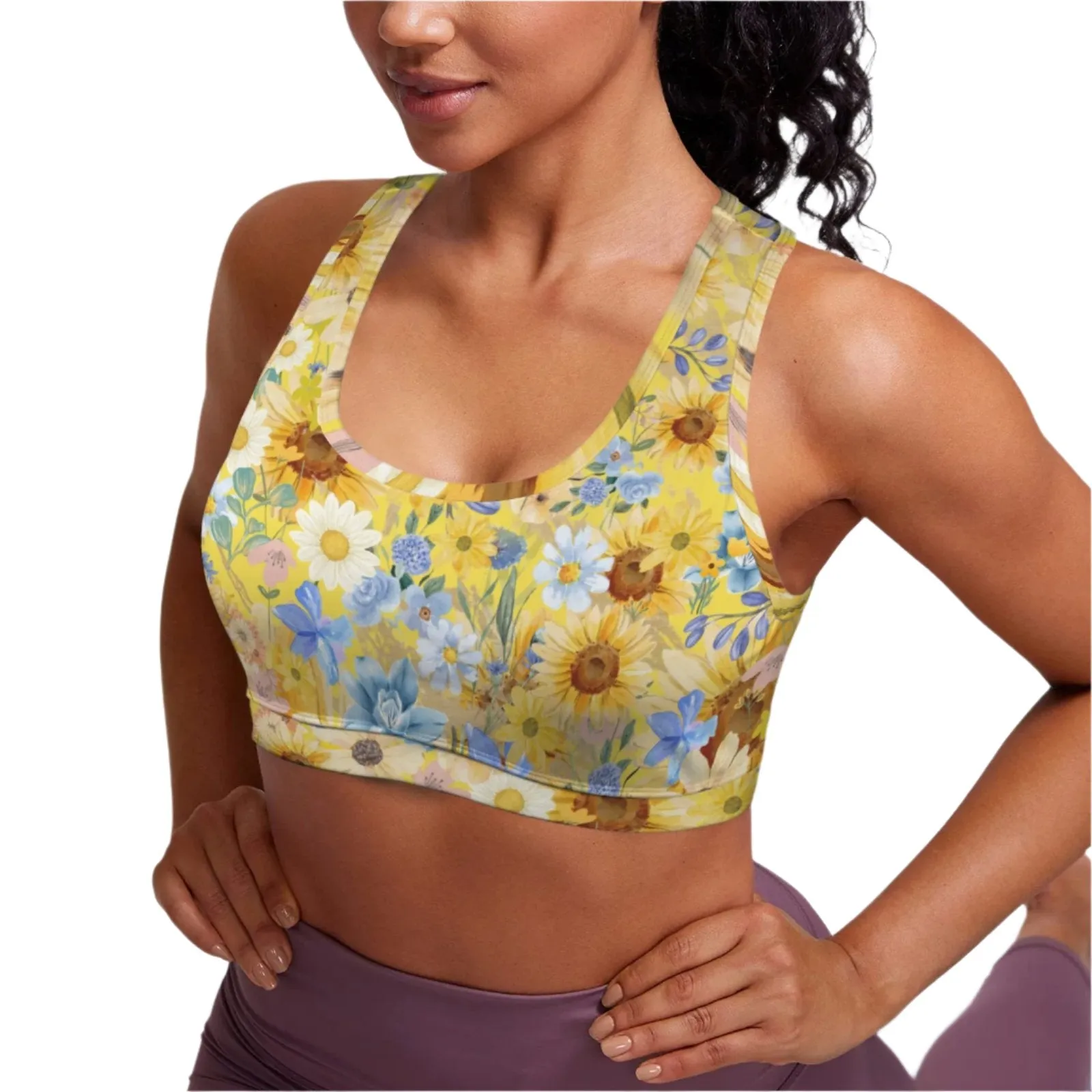 Yellow Floral Art Sports Top up to 5 XL (FWS)