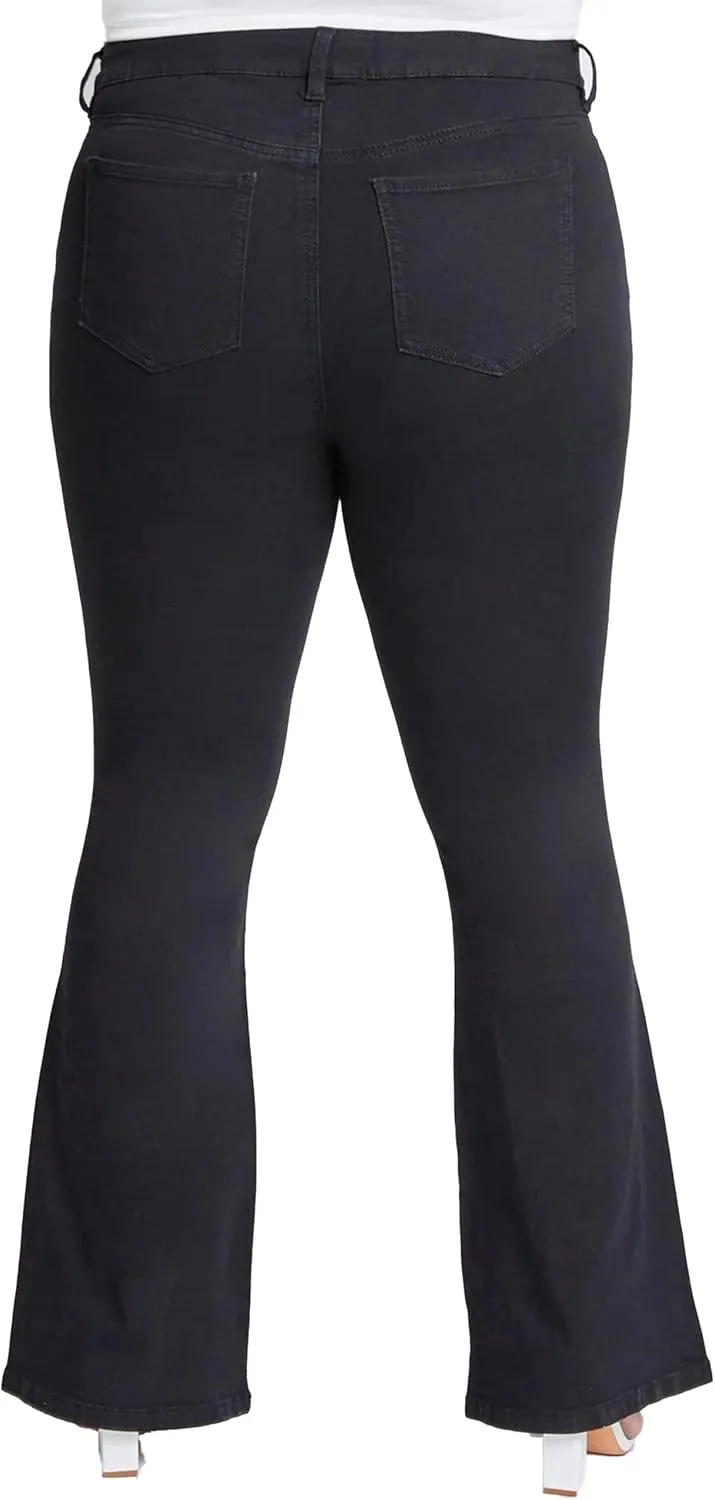 YMI Women's Plus Size Hyperdenim Super Stretchy Flare Jeans