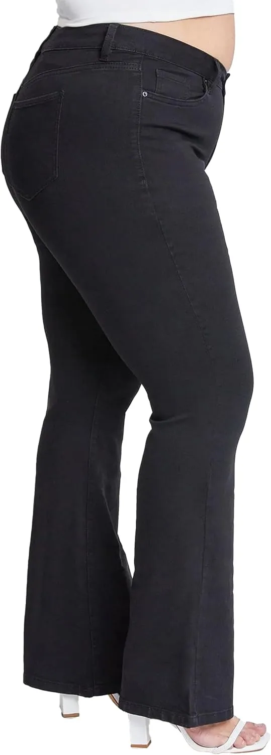 YMI Women's Plus Size Hyperdenim Super Stretchy Flare Jeans