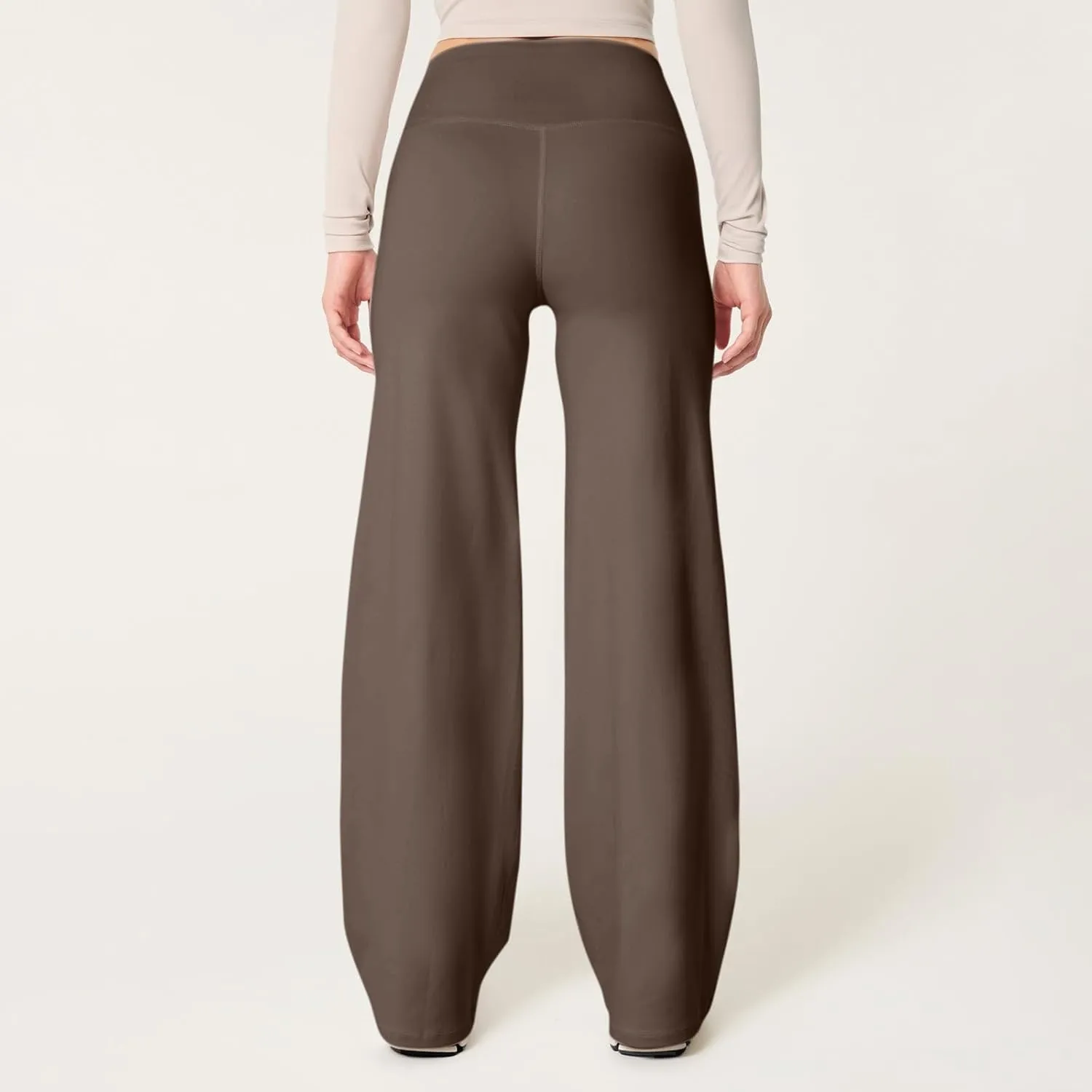 Yoga Pants Women Elastic High Waisted Pull On Trousers Straight Wide Leg Soft Comfort Baggy Workout Sweatpants