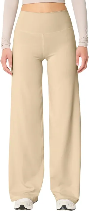 Yoga Pants Women Elastic High Waisted Pull On Trousers Straight Wide Leg Soft Comfort Baggy Workout Sweatpants