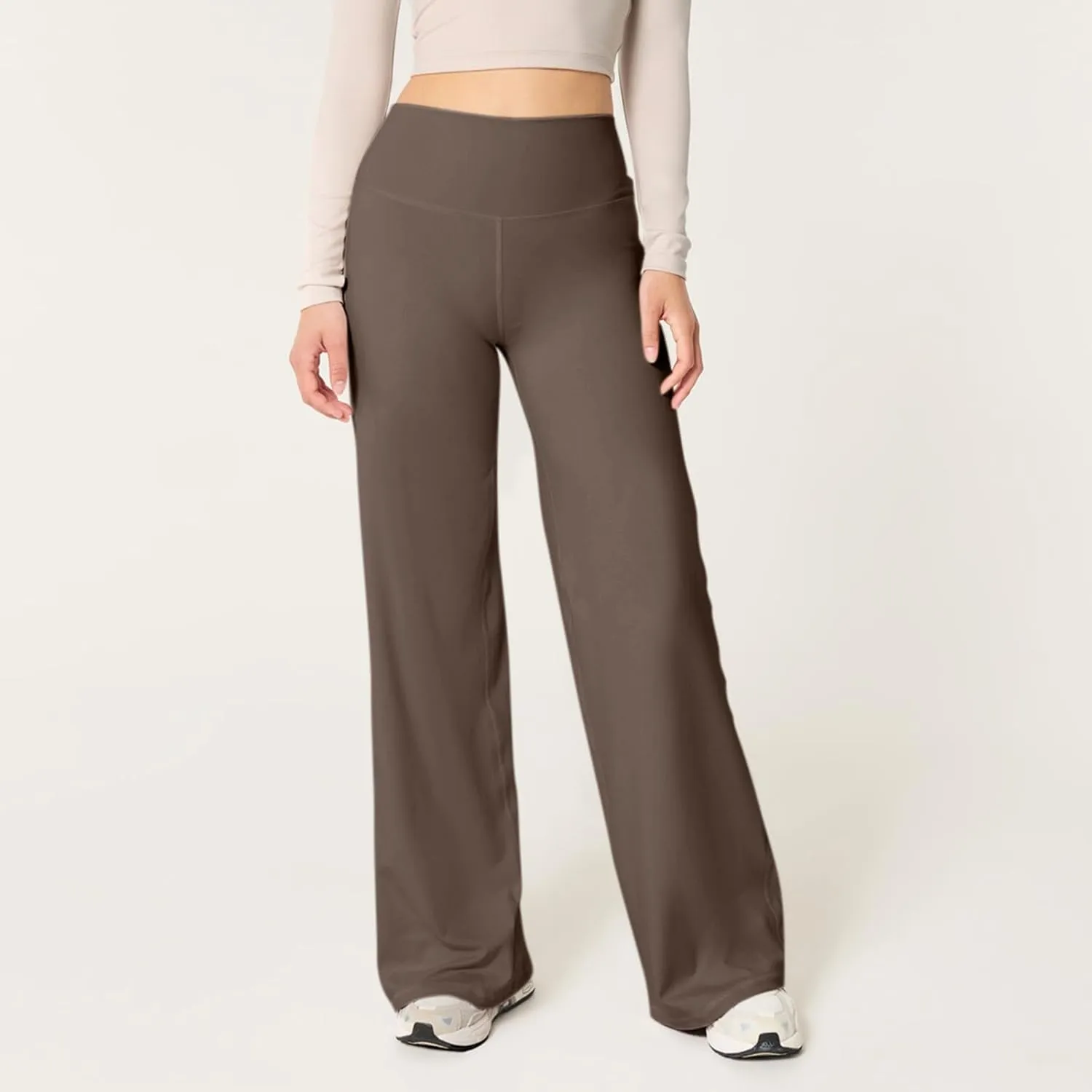 Yoga Pants Women Elastic High Waisted Pull On Trousers Straight Wide Leg Soft Comfort Baggy Workout Sweatpants