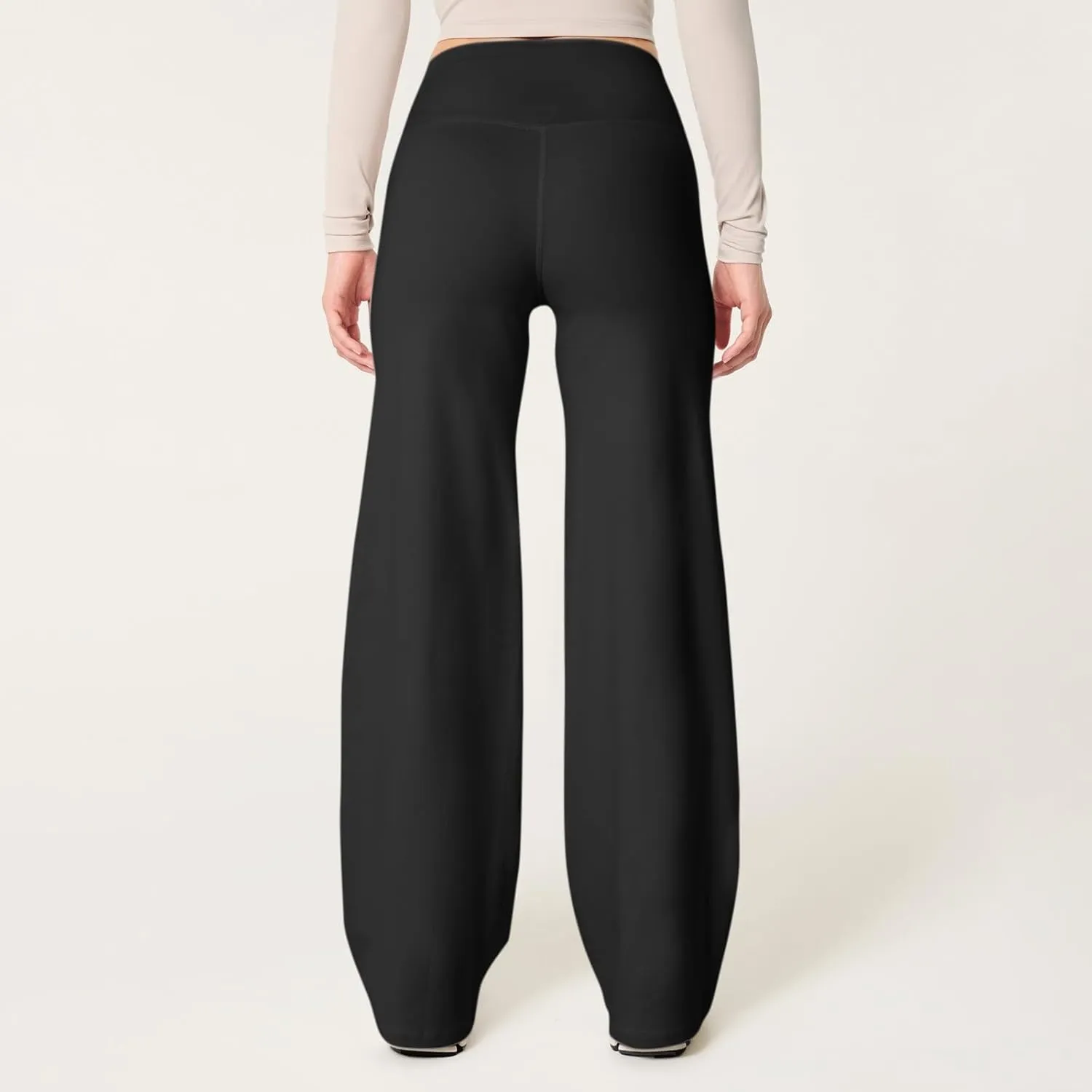 Yoga Pants Women Elastic High Waisted Pull On Trousers Straight Wide Leg Soft Comfort Baggy Workout Sweatpants