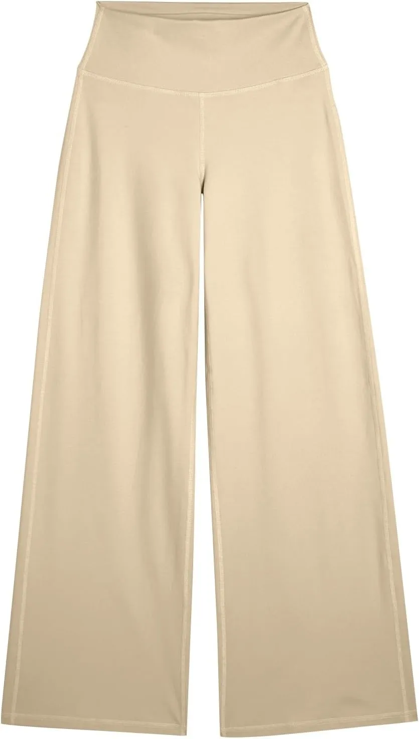 Yoga Pants Women Elastic High Waisted Pull On Trousers Straight Wide Leg Soft Comfort Baggy Workout Sweatpants