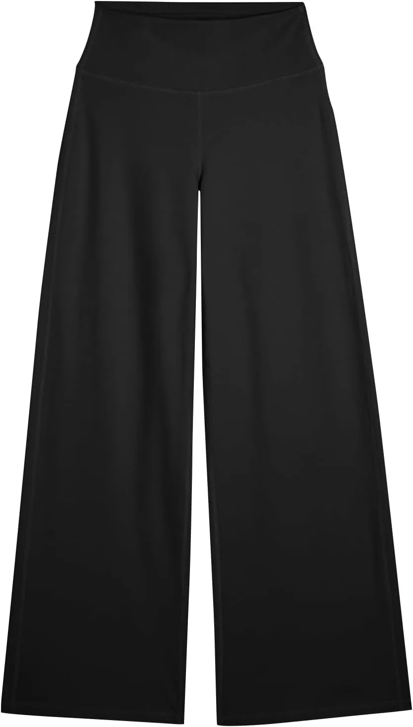 Yoga Pants Women Elastic High Waisted Pull On Trousers Straight Wide Leg Soft Comfort Baggy Workout Sweatpants