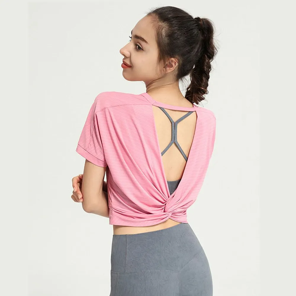 Yoganix Women's Yoga Shirt Backless Sexy Crop Top Gym Fitness Sportswear Running Workout T-shirt Sports Loose Tank Tops Jogger Vest
