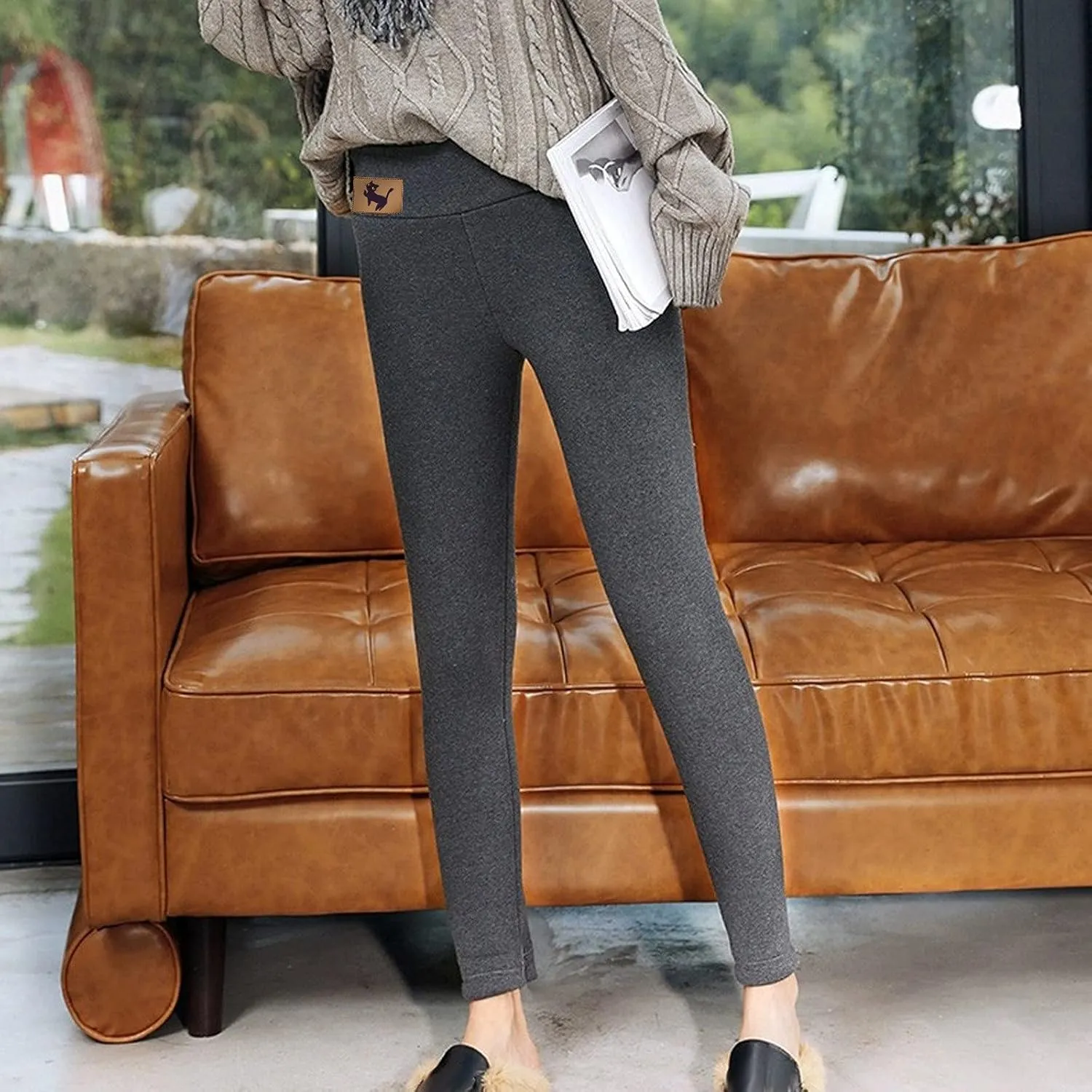 YRAETENM Fleece Lined Leggings Women Winter Warm Thick Thermal Velvet Pants Stretchy Soft High Waist Tummy Control Yoga Pants