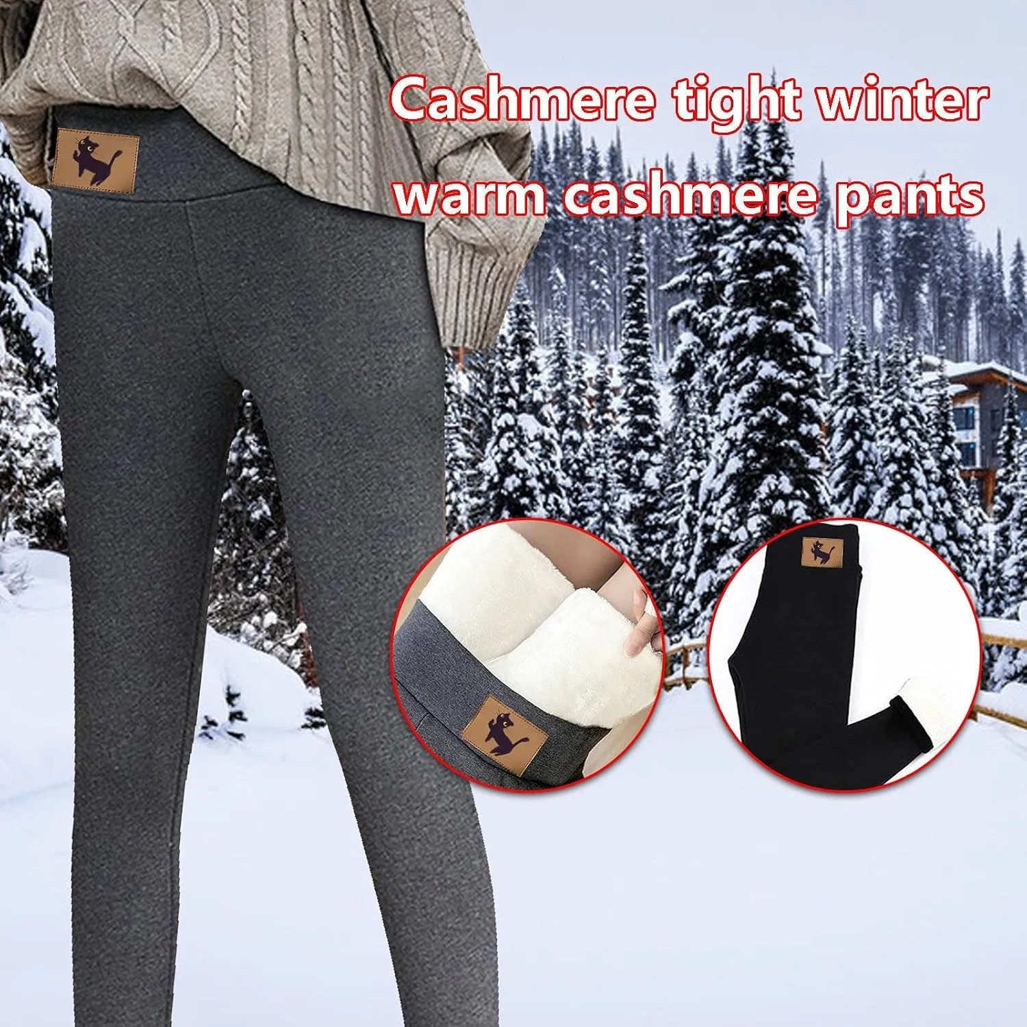 YRAETENM Fleece Lined Leggings Women Winter Warm Thick Thermal Velvet Pants Stretchy Soft High Waist Tummy Control Yoga Pants