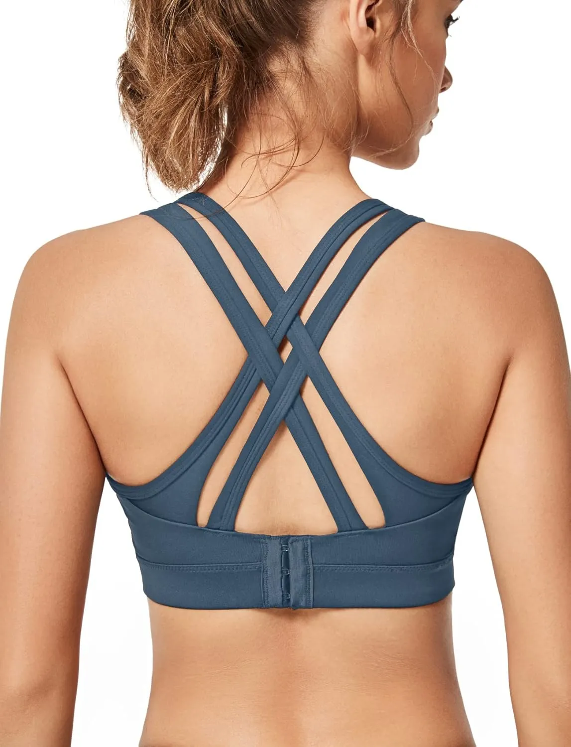 Yvette Women High Impact Sports Bras Criss Cross Back Sexy Running Bra for Plus Size