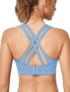 Yvette Women High Impact Sports Bras Criss Cross Back Sexy Running Bra for Plus Size