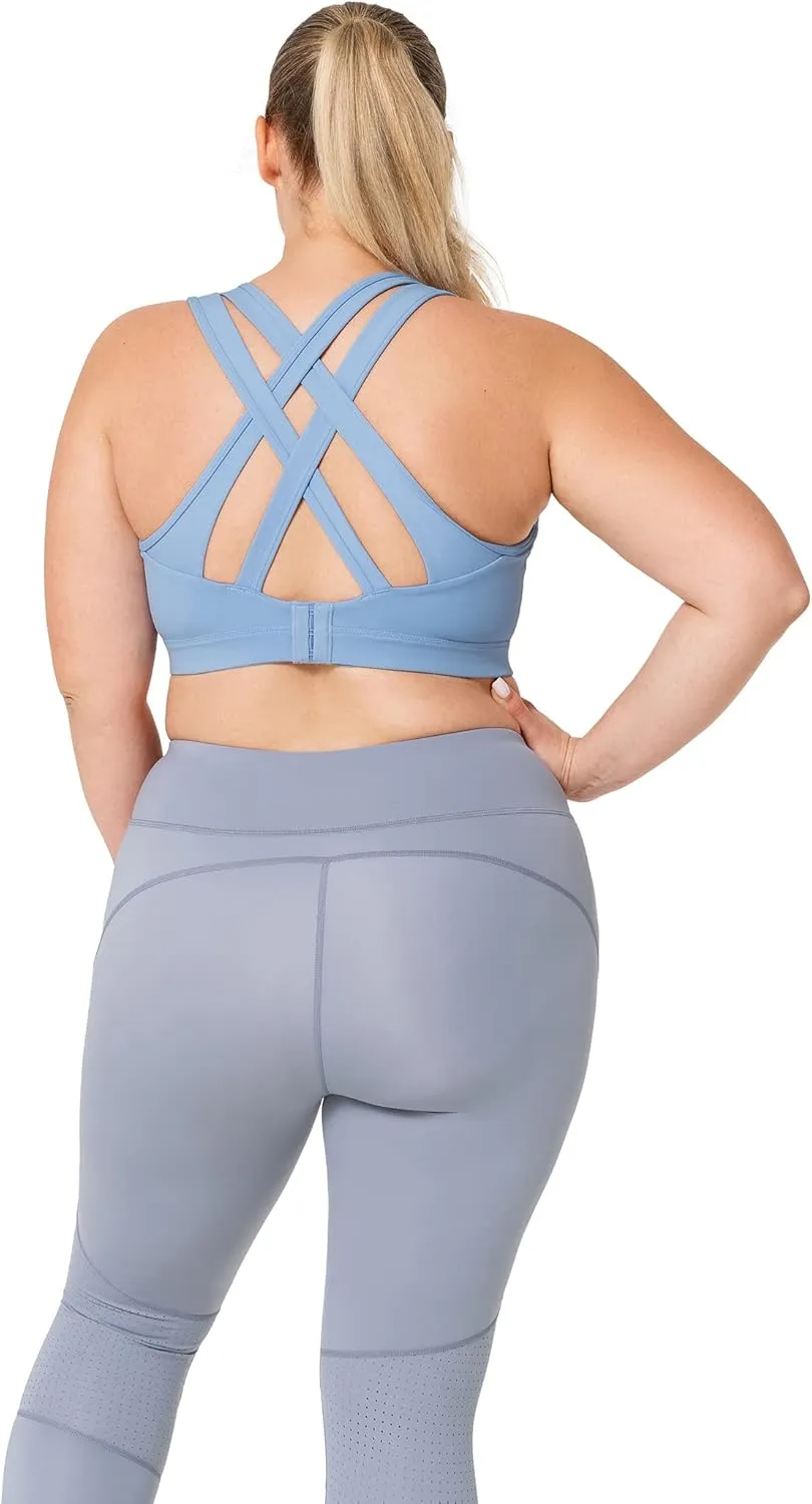 Yvette Women High Impact Sports Bras Criss Cross Back Sexy Running Bra for Plus Size