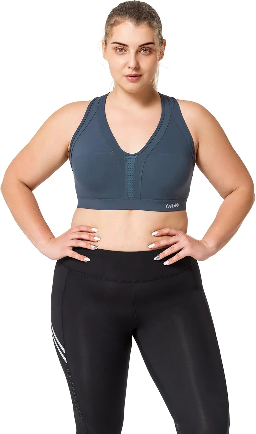 Yvette Women High Impact Sports Bras Criss Cross Back Sexy Running Bra for Plus Size